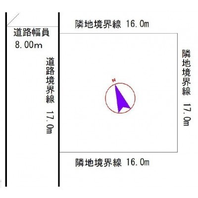 区面図:現地前面道路都市ガス管有