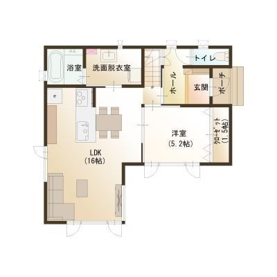リビング上部は開放感あふれる勾配天井
