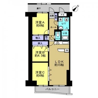 【リフォーム後間取り】間取りは3LDK。全室リフォーム、水回