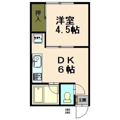 1DK:風呂トイレ別