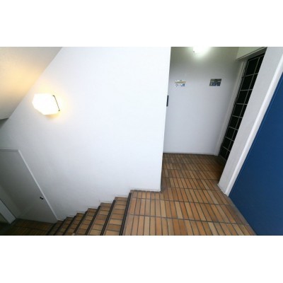 エレベーターを降りてから玄関までに階段があります。