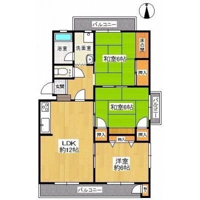 3面バルコニー・全居室6帖以上!