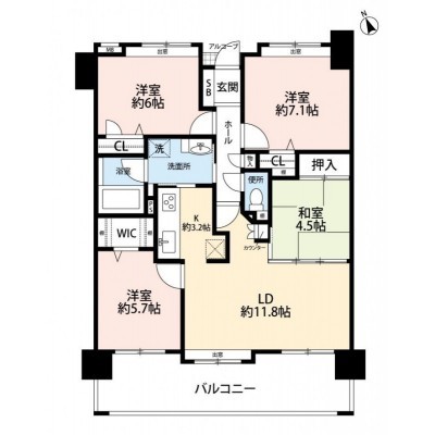 専有面積82.25m2、バルコニー面積16.9m2