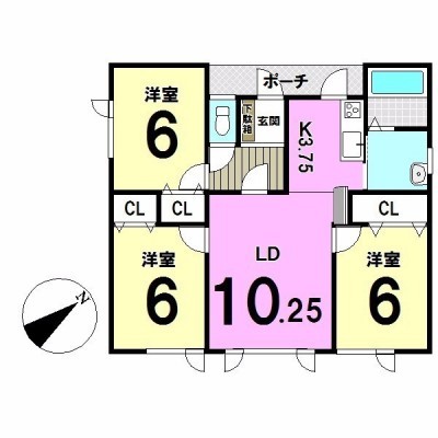 千歳市新星の中古平屋です。3LDK 70.38㎡です。