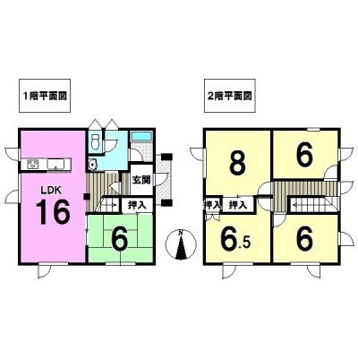 5LDK 16帖のリビングには対面キッチン。