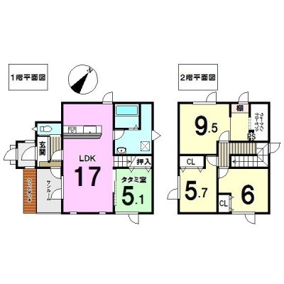 4LDK 対面キッチン・一坪バス