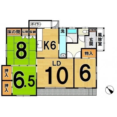 3LDK、小屋裏収納あり