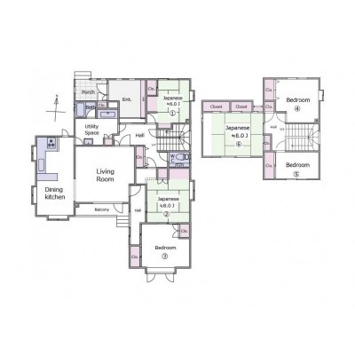 和室3部屋、洋室3部屋の6LDK