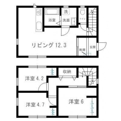 間取り図:コンパクトで使いやすい3LDKの間取り。
