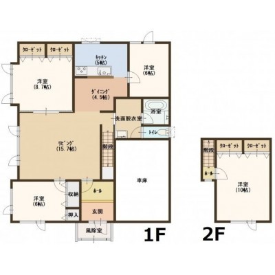 4LDK:LD20帖 K5帖 洋8.7帖 洋6帖 洋6帖/洋10帖