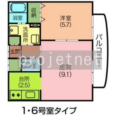 間取り(6号室は反転タイプ)