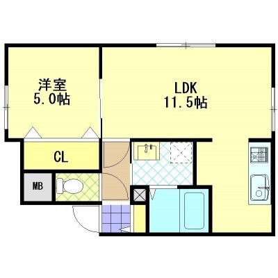 405号室 最上階3面採光