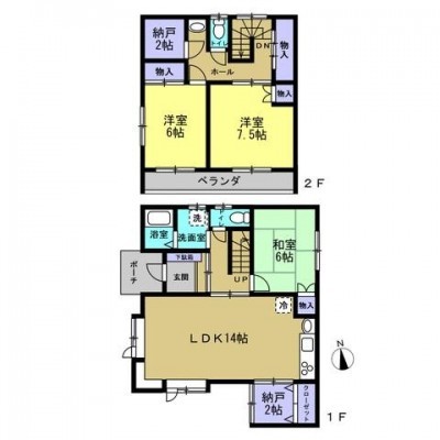 【間取図】リフォーム後の間取図です。3LDK住宅です。駐車場