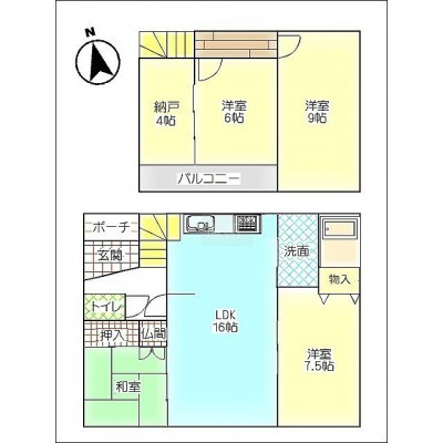 全室南向きのたっぷり陽が入る間取です