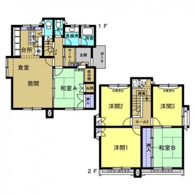 【リフォーム済間取図】現状5LDKの2階建てです。間取り変更